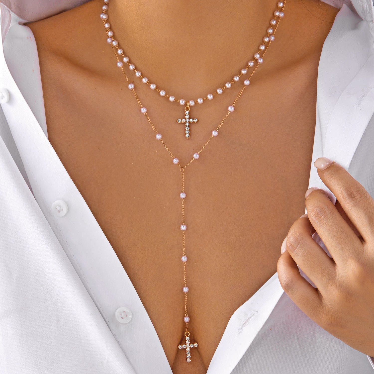 Wholesale Blue Eye Devil Eye Necklace Three-Piece Set for Women